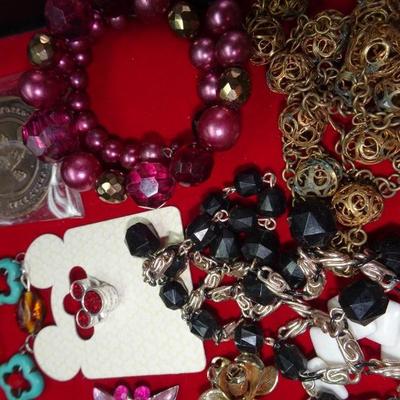 Fun Colorful Jewelry Lot - Hearts, Turquoise, Pink, Disney, Necklaces, Earrings, Pins and more! Lot M-22