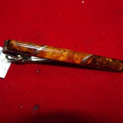 Vintage Gorgeous Amber Tie Clip, Men's Jewelry, MCM Amber 