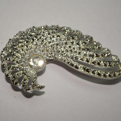 Silver Rhinestone Brooch (This is not Sterling) I labeled wrong, Bidder not obligated. I apologize 