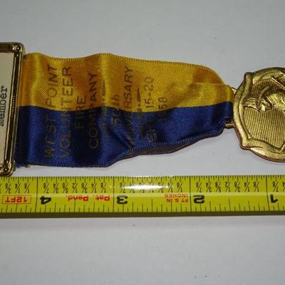 1958 West Point Volunteer Fire Company Service Ribbon, 50th Anniversary 