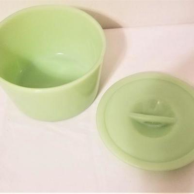 Lot #93  Vintage Jadite Kitchen Storage Dish