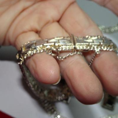 Silver Tone Necklace, Earrings and Bracelet 