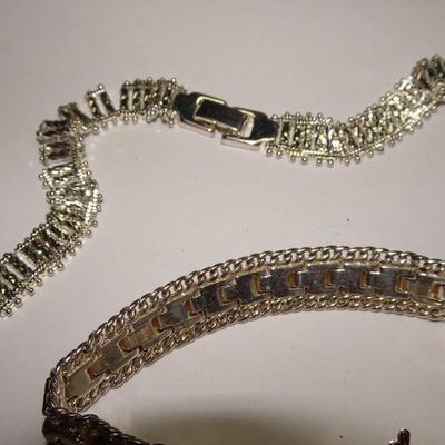 Silver Tone Necklace, Earrings and Bracelet 