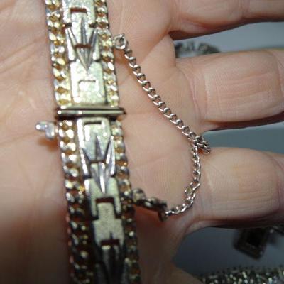 Silver Tone Necklace, Earrings and Bracelet 