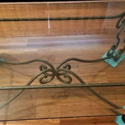 Lot #95  Attractive Cast Iron/Glass Coffee Table