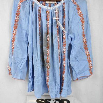 Tory Burch $350 Beaded Shirt size 12, NEEDS CLEANING. NWT, Light Blue |  