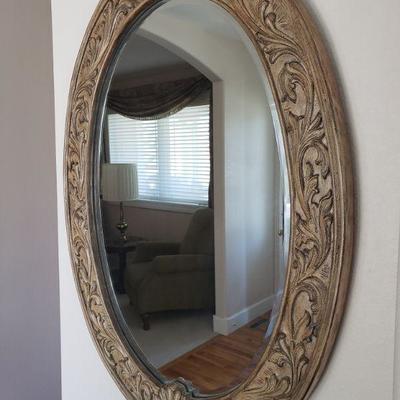 Lot 2: Large Oval Beveled Mirror 