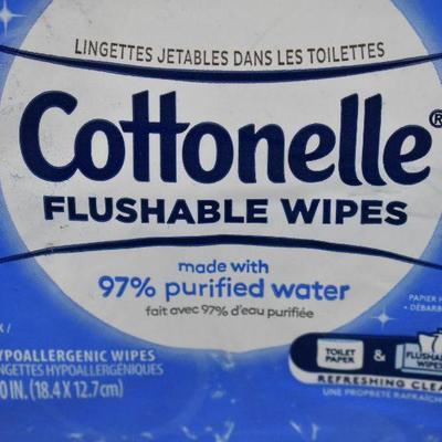 Qty 2 Cottonelle FreshCare Flushable Wipes, Resealable, 168 Wipes/Each - New