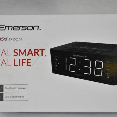 Emerson SmartSet Alarm Clock Radio w/ Bluetooth Speaker & Charging Station - New
