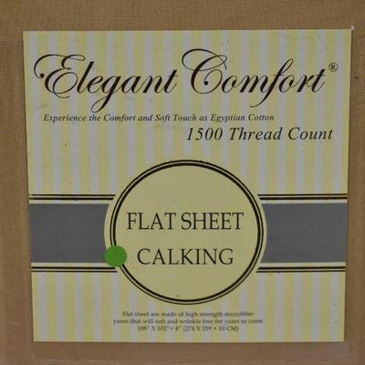1500 Thread Count 1-Piece Flat Sheet, California King Size, Gold - New