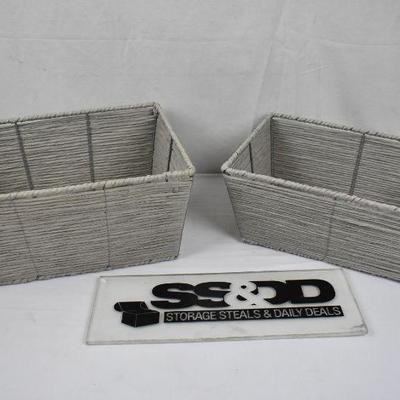 Mainstays Twisted Paper Rectangular Basket, Set of 2 - New