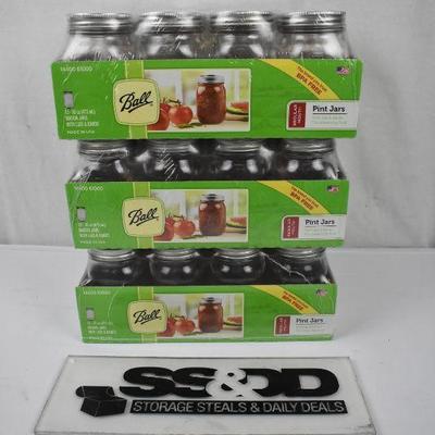 Ball Glass Mason Jar With Lid & Band, Regular Mouth, 16 Ounces, 36 count - New