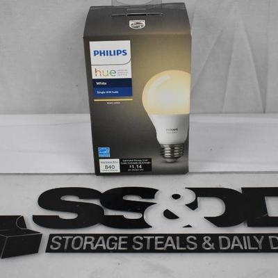 Philips Hue White A19 Smart Light Bulb, 60W LED, 1-Pack. Open Box - New
