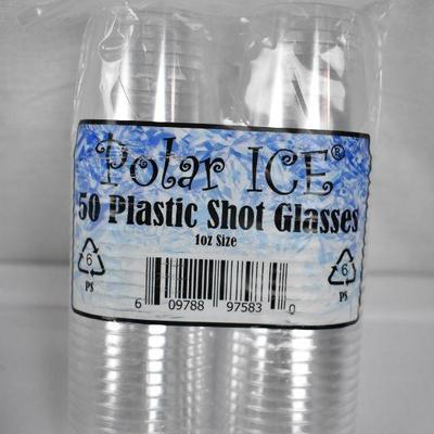 3 Packages 1 oz Plastic Shot Glasses, 50 in each package - New