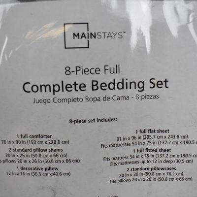 Mainstays Luxe Plaid 8 Piece Bed in a Bag Bedding Comforter Set, Full Blue - New