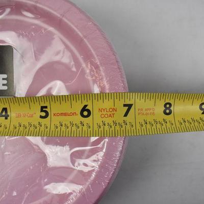 Light Pink Paper Dessert Plates & Stainless Steel Cupcake Molds - New