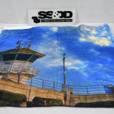 Super Soft Blanket, Ocean/Pier/Lighthouse, approx 60