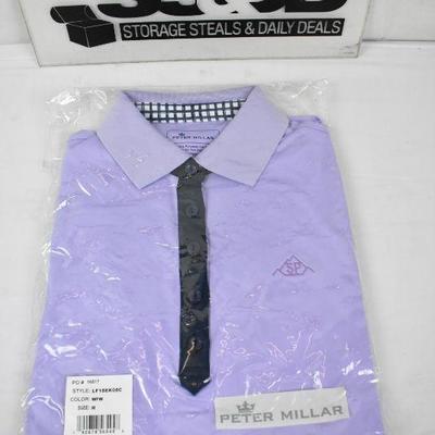 Peter Millar Light Purple Polo Style Short Sleeve Shirt, Size Medium - New