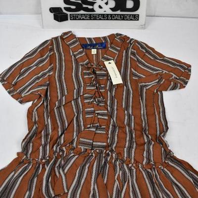 Women's Blouse Shirt, Brown Stripes, Size Small, by Blue Rain - New