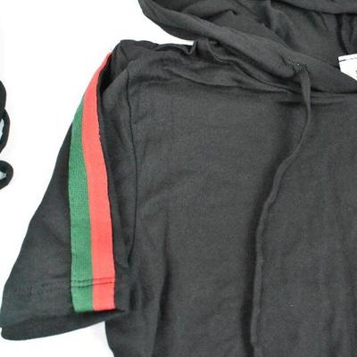 2 pc AthLeisure Outfit. Black w/ Red/Green Stripes, Size Large, Super Soft - New