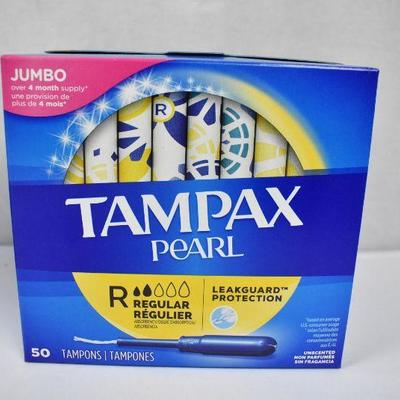 Tampax Pearl Tampons, 4 Boxes, 50 in each box - New