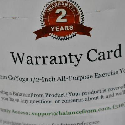 BalanceFrom GoYoga 1/2 all purpose Exercise yoga mat, Black - New