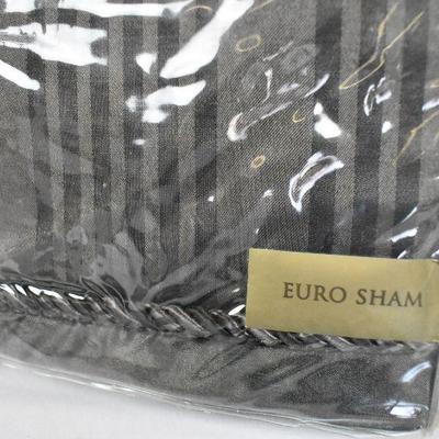 Lenox Euro Shams, Qty 2. Dark Gray/Dark Brown Stripes 