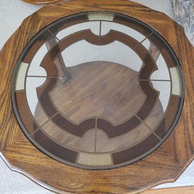 Lot 7: Round Side Table with Faux Stained Glass Design 