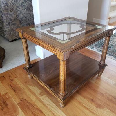 Lot 9: Side Table with Faux Stained Glass Design 
