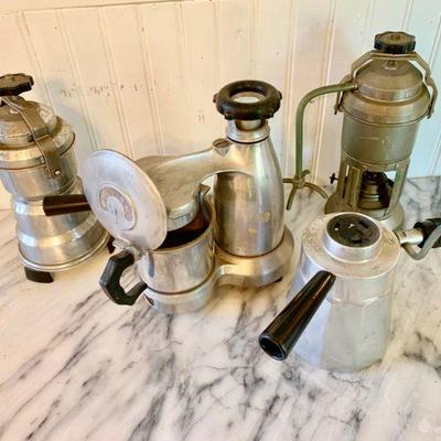 LOT 69 GROUP OF FIVE VINTAGE EXPRESSO COFFEE MAKERS