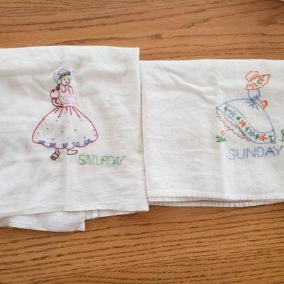 Lot 179: Vintage Saturday and Sunday Tea Towels