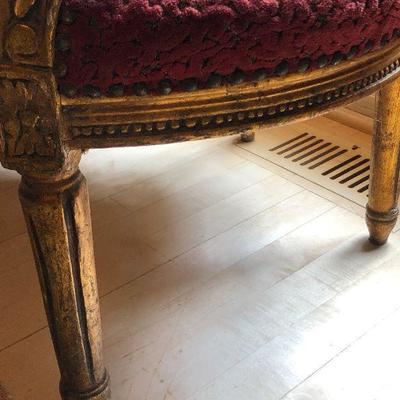 D7: Pair of Antique Tapestry Chairs w/ Gold Leaf