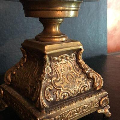 D10: Tidbit/Cake Tiered Brass and Cut Glass Pedestaled Server