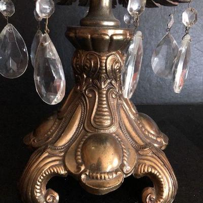 D16: Antique Centerpiece, Large Pedestal Cut Glass with Crystals