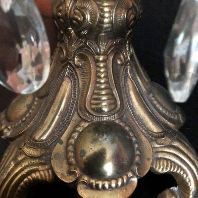 D16: Antique Centerpiece, Large Pedestal Cut Glass with Crystals
