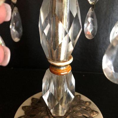 D17: Marble and Brass Candlesticks with Crystals!