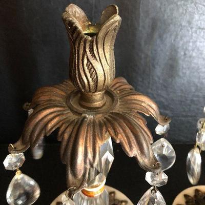 D17: Marble and Brass Candlesticks with Crystals!