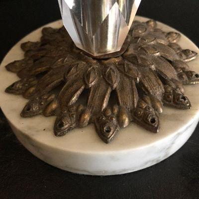 D17: Marble and Brass Candlesticks with Crystals!