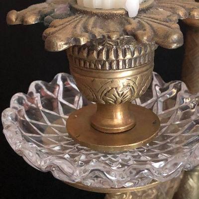 D18: Antique Candelabras, Heavy Brass Ornate. 18 inches tall