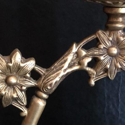 D18: Antique Candelabras, Heavy Brass Ornate. 18 inches tall