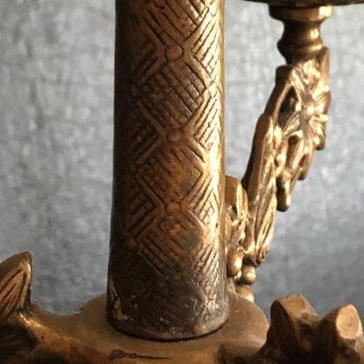D18: Antique Candelabras, Heavy Brass Ornate. 18 inches tall