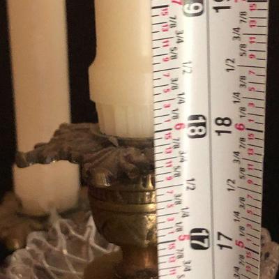 D18: Antique Candelabras, Heavy Brass Ornate. 18 inches tall