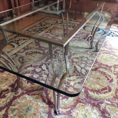 D35: Amazing Glass Dining Room Table over 6 feet long!