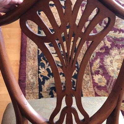 D36: Six Thomasville Dining Chairs Studded Silk Custom Gold Leaf
