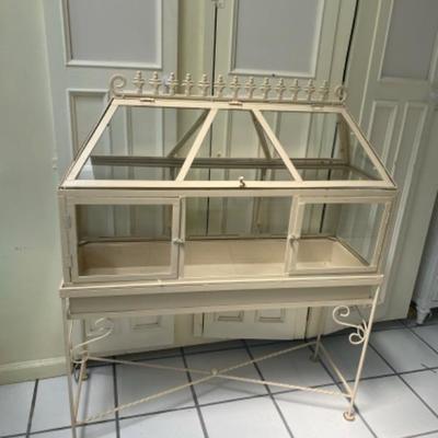 Lot # 633 Large Metal Glass Terrarium on Stand 