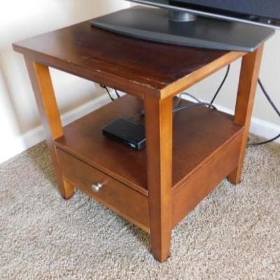 Solid Wood Side Table with Drawer 20
