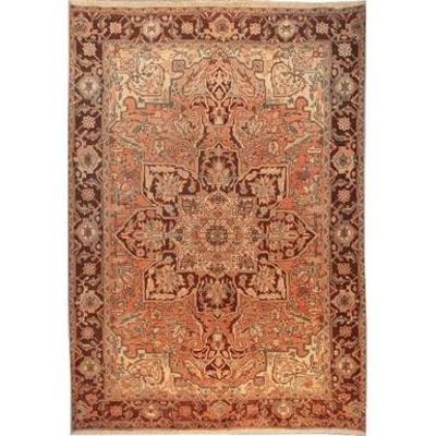 Genuine Persian Heriz Traditional Style Hand-Knotted Indoor Area Rug 9'7