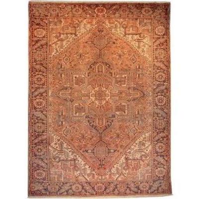 Genuine Persian Rug Heriz Traditional Style Hand-Knotted Indoor Area Rug