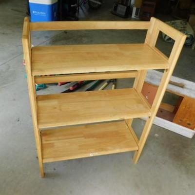 Solid Wood 3 Shelf Folding Plant or Book Stand 32