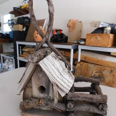 Folk Art Vine and Twig Bird House Cabin 15